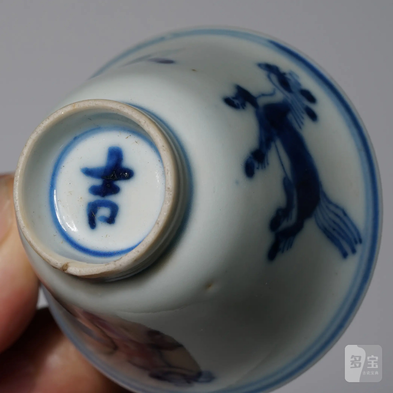 清中期 景德镇窑新渡青花骏马图杯一对 - 图15